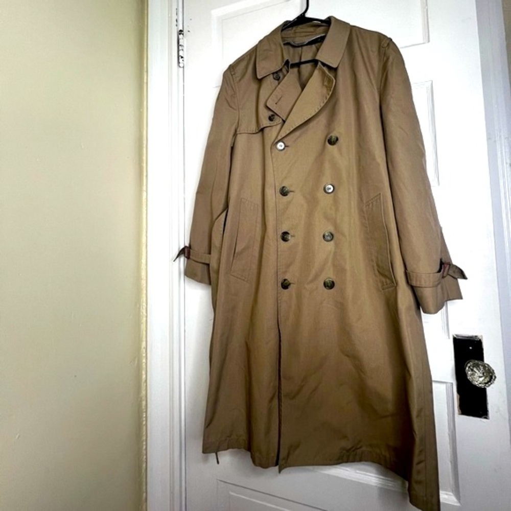 Vintage London Fog 38 Double Breast Trench Coat Tan Mens Unisex Camel